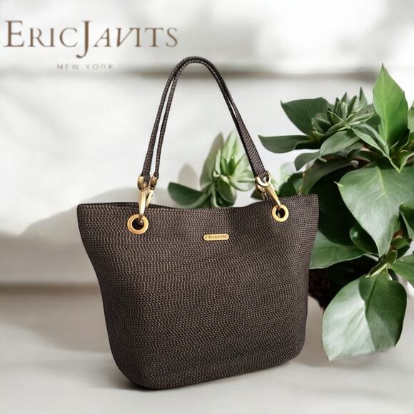 Eric Javits Handbags - Eric Javits New York Woven Brown Tote Hand Shoulder Bag